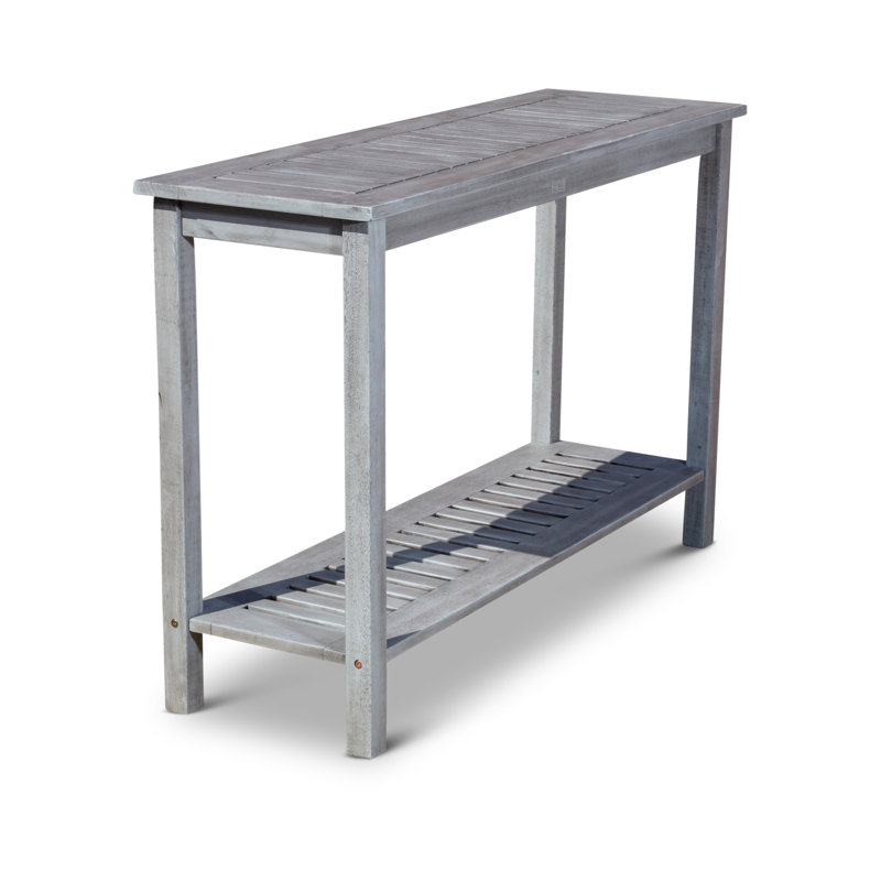 Console d'eucalyptus gris argenté - Mobilier d'extérieur avec table à 2 tablettes, polyvalente pour une utilisation et une décoration