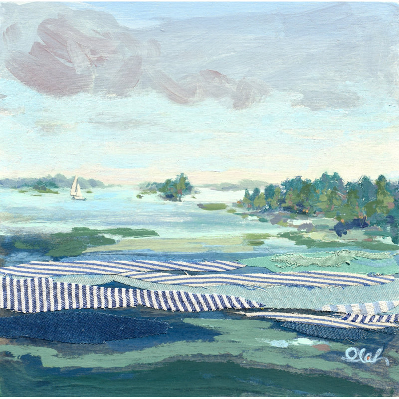 Seersucker Sailing 1 by Karin Olah, 25.25" H x 31.25" W, Wrapped Canvas