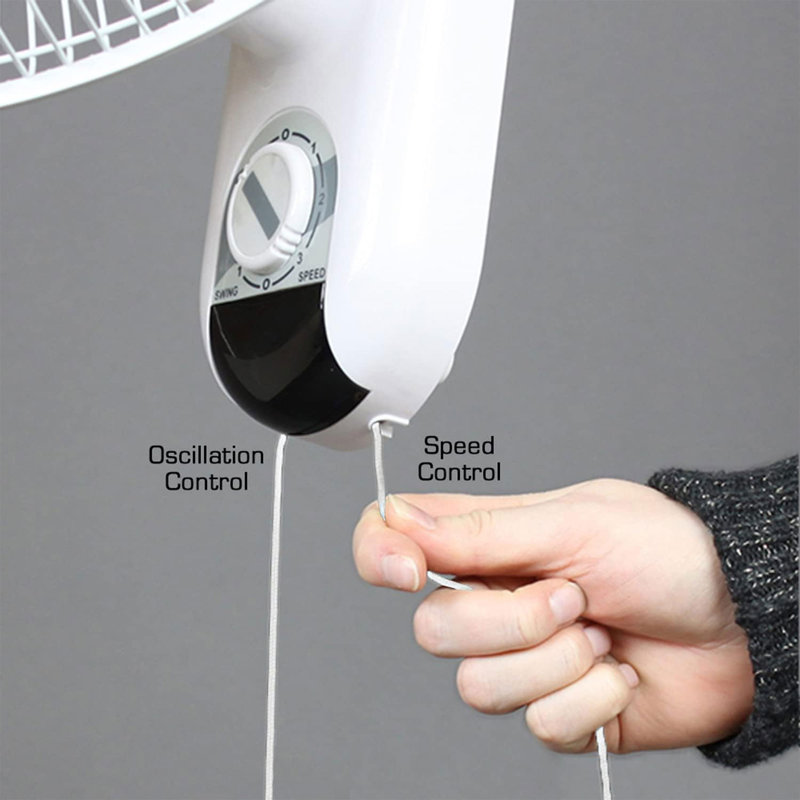 Hurricane 16-Inch White Metal Oscillating Wall Mount Fan