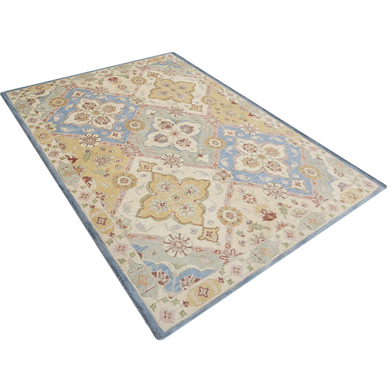 Hand Tufted Wool Eco-Friendly Area Rugs -Rectangle Shape, Multicolor Color, Oriental Design, High Pile Thick Handmade Anti Skid Area Rugs for Living Room, Bed Room