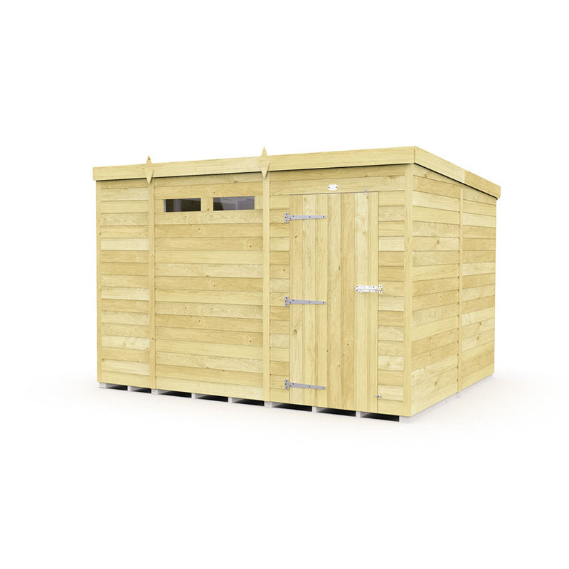 10ft x 8ft Pent Security Shed - Single Door