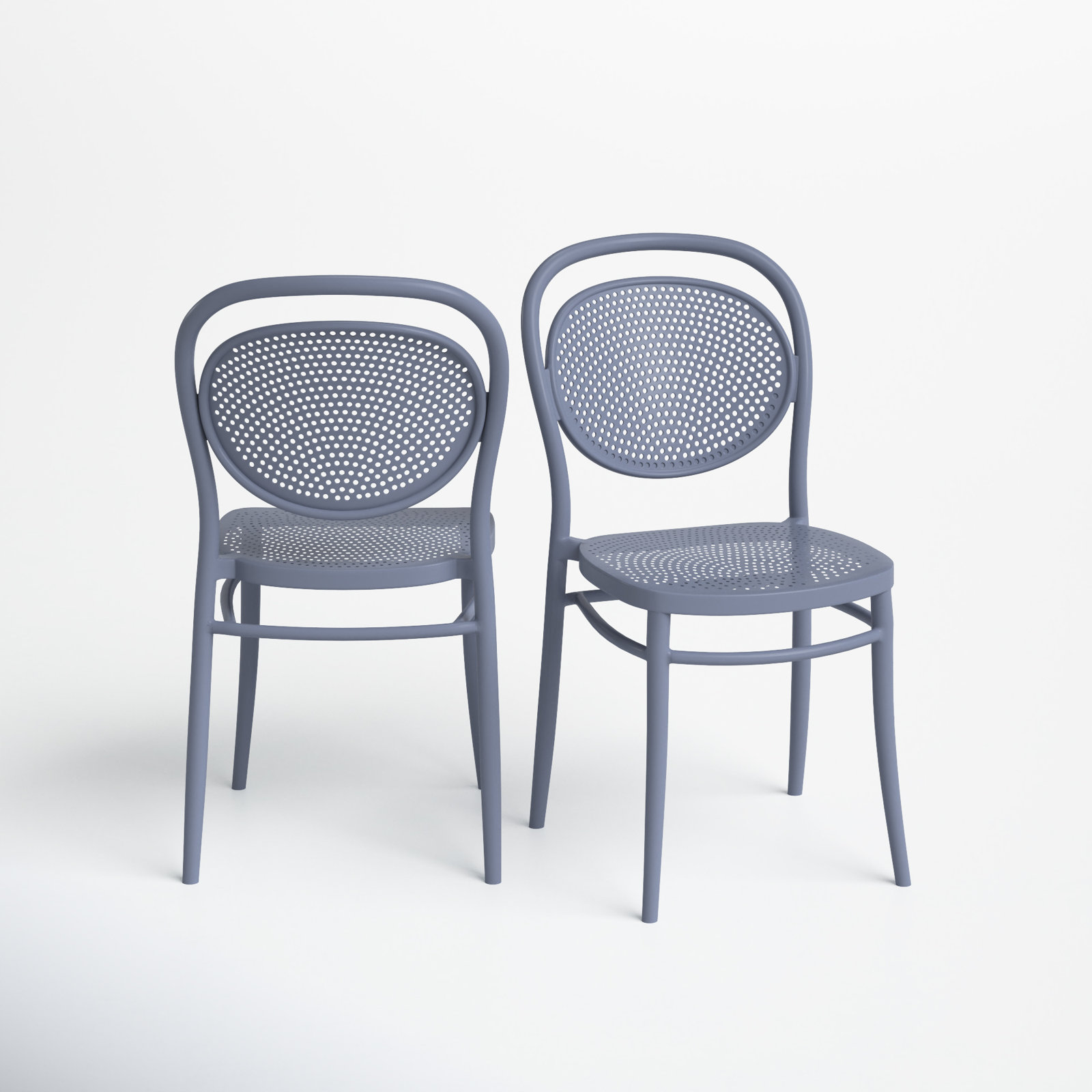 Farrah Stacking Patio Dining Side Chair, Dark Gray