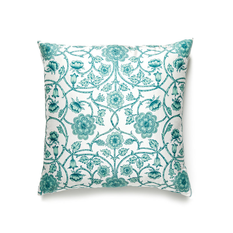 Ornamental Gate Silk Square Pillow Cover & Insert, Celadon