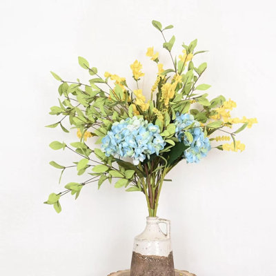 Arrangement floral 24 "avec fleurs d'hortensia artificielles 24" pour remplissage de vase, bouquet de fleurs à longue tige de verdure de style campagnard pour fête de mariage