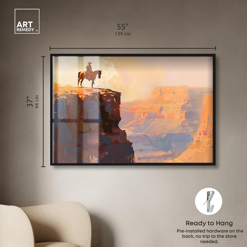 «Canyon View Landscape Art Shadowbox» par Art Remedy, H 37 po x l 55 po, Noir