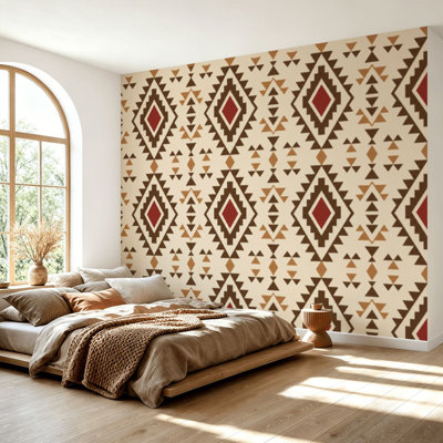 Wall Mural Peel and Stick Wallpaper Tribal southwestern native american navajo seamless Ethnic fashion Self-Adhesive Removable Contact Paper Wall Decor for Living Room Bedroom 69"H x 96"W