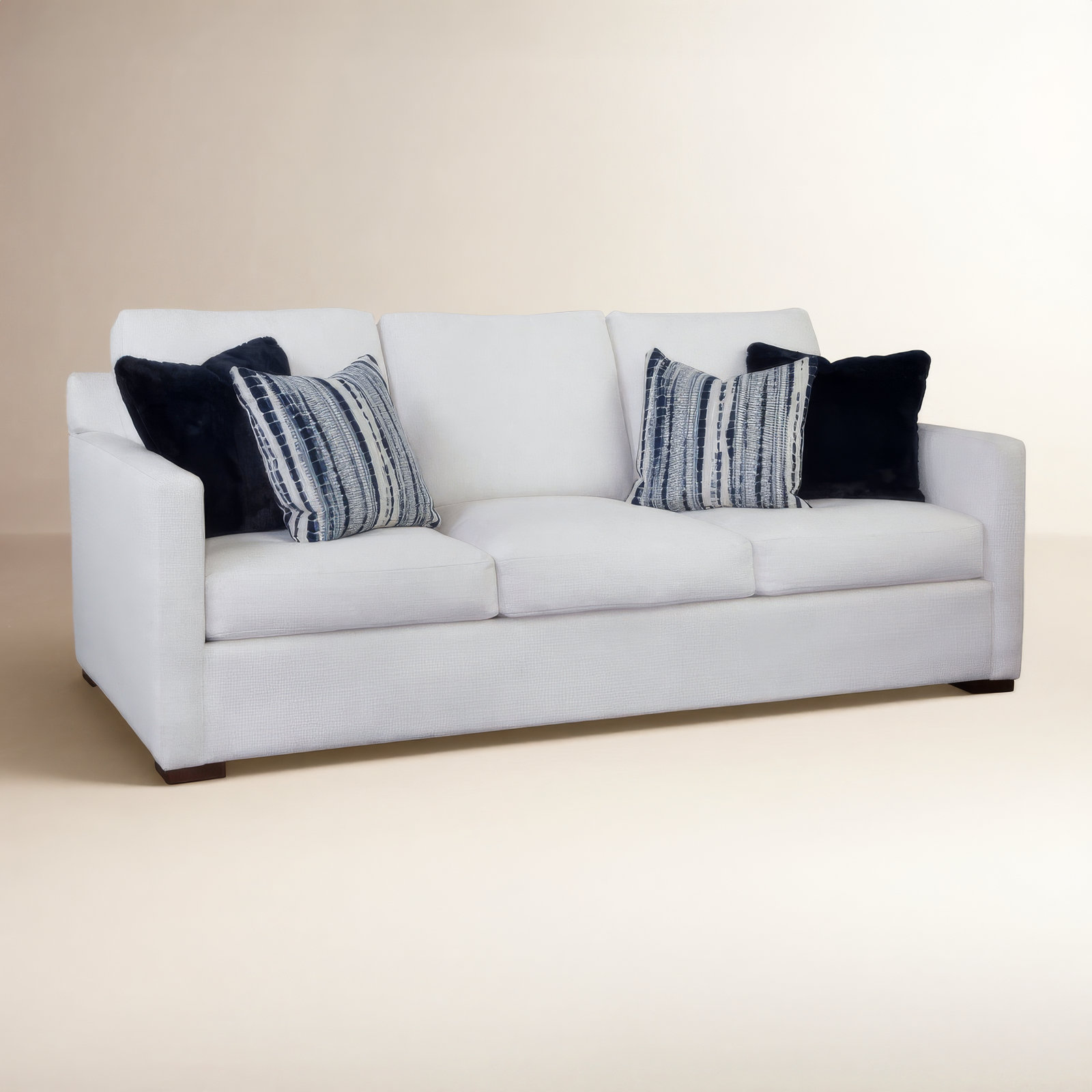 Bel-Air 87'' Upholstered Sofa, Black, White Performance Fabric; 0851-94