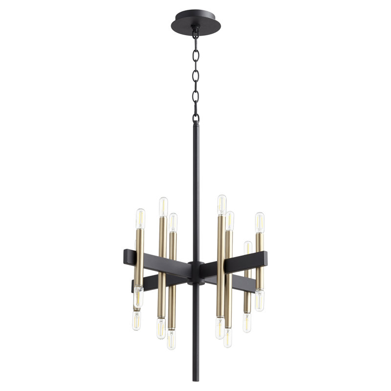 Lustre 16 lumières LUXE - noir / laiton vieilli