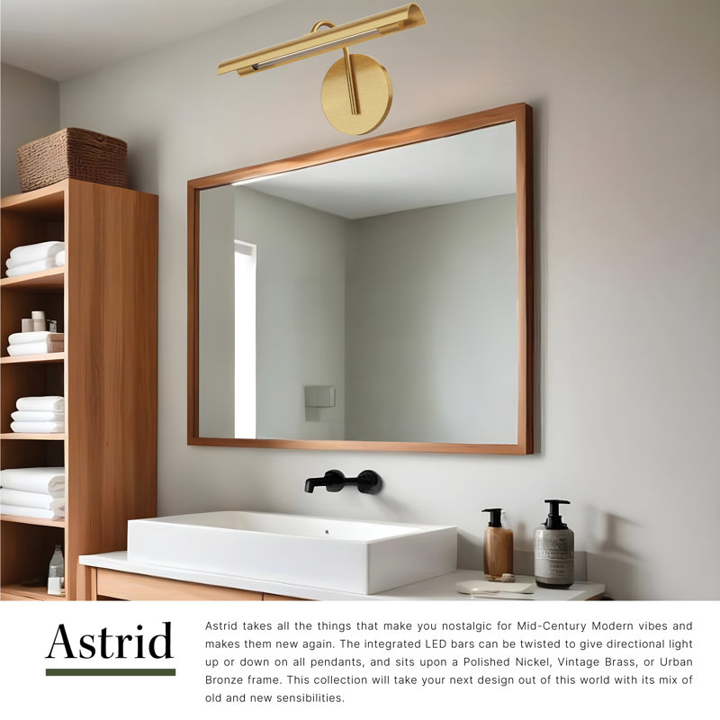 1 - Light LED Bath Sconce, Vintage Brass