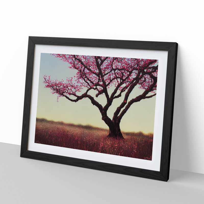 Feisty Blossom Tree - Single Picture Frame Painting, Black, 25cm H x 34cm W x 2cm D