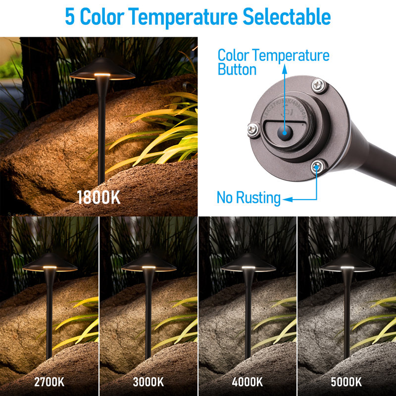 Low Voltage Landscape Pathway Lights, 5W LED Landscape Path Light, Aluminum, Oil Rubbed Bronze, Saucer Head