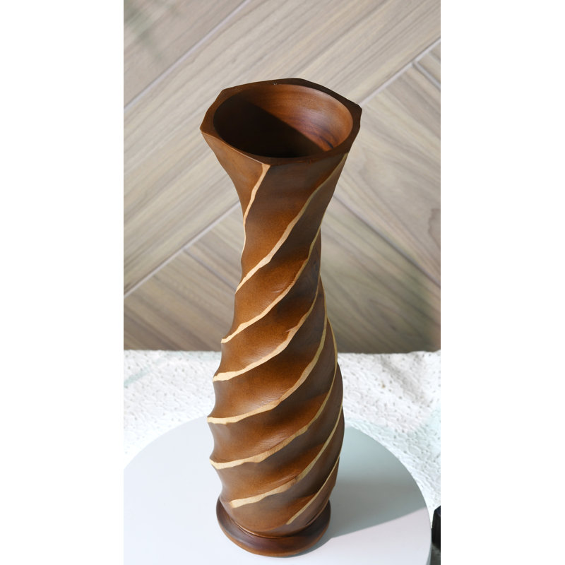  Grand vase décoratif en bois de manguier, Brun