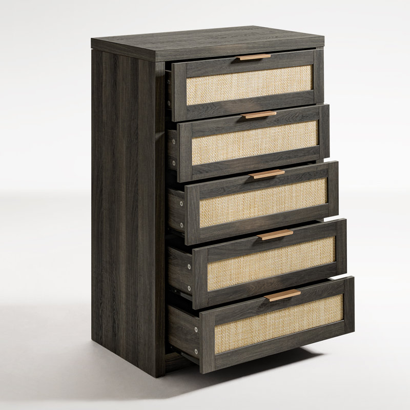 Arianna 29.5" W 5-Drawer Dresser, Midnight Oak