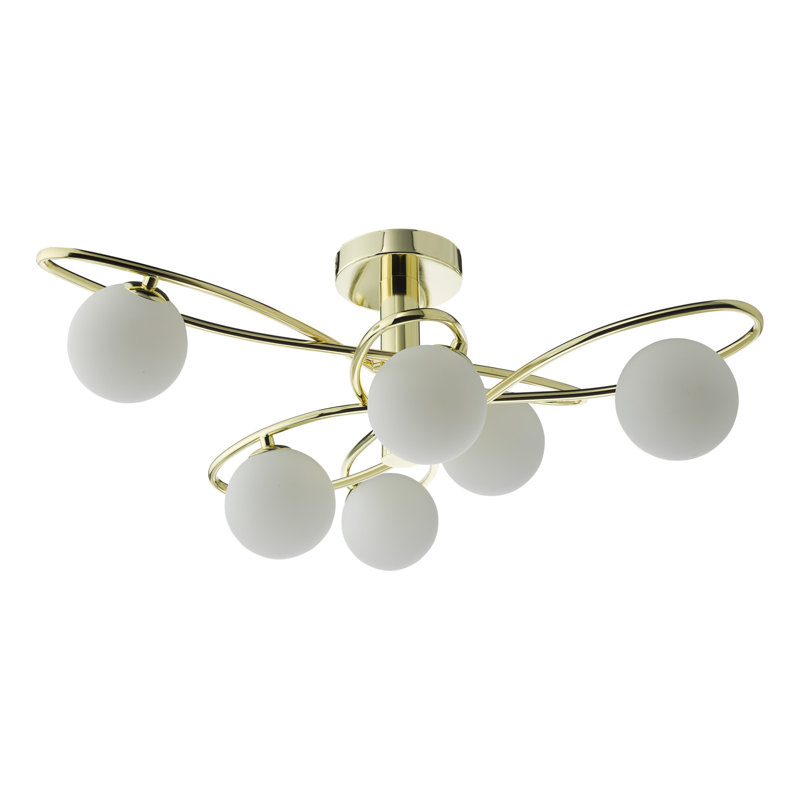 Rochdale Glass Semi Flush Mount, Gold, Opal