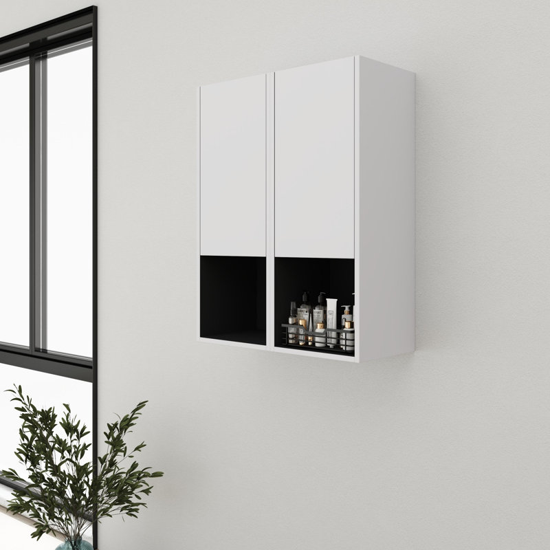 Rangement double pour salle de bain 24 po avec portes à fermeture douce, Blanc