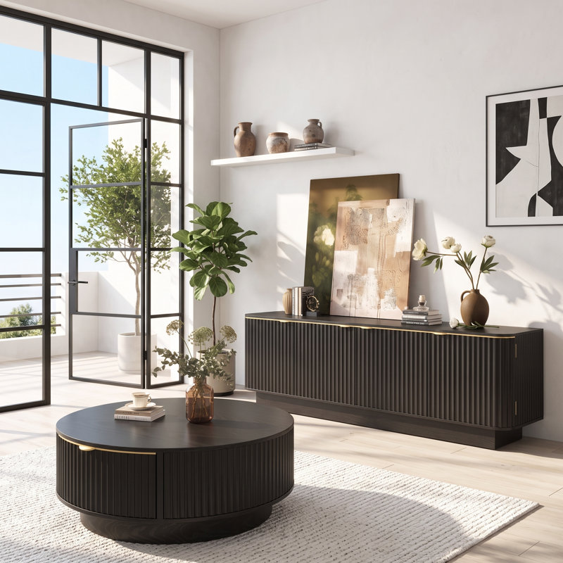 Ensemble de table basse et console Farmhouse, Noir