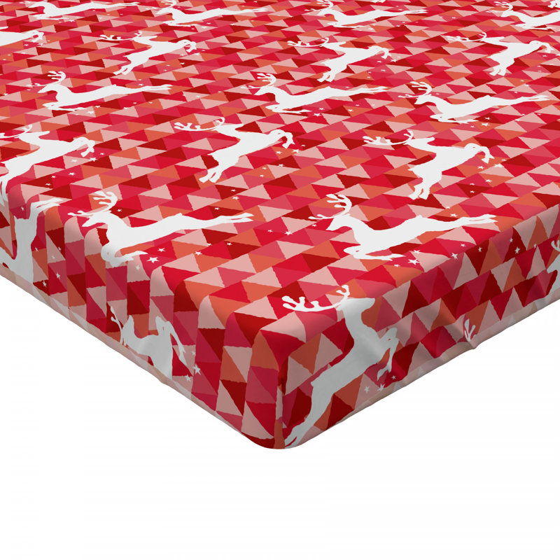Microfiber Fitted Sheet, Queen Fitted Sheet, Red/Pink/White, Geometric
