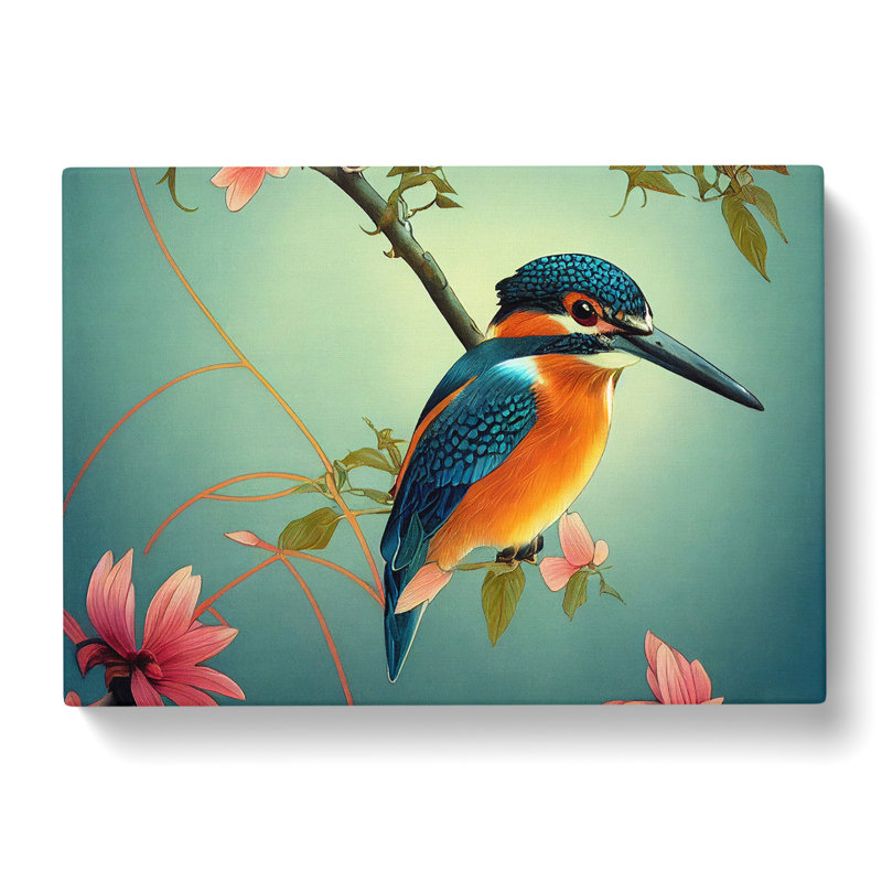 Precious Kingfisher Bird - Wrapped Canvas, 50cm H x 76cm W x 3cm D