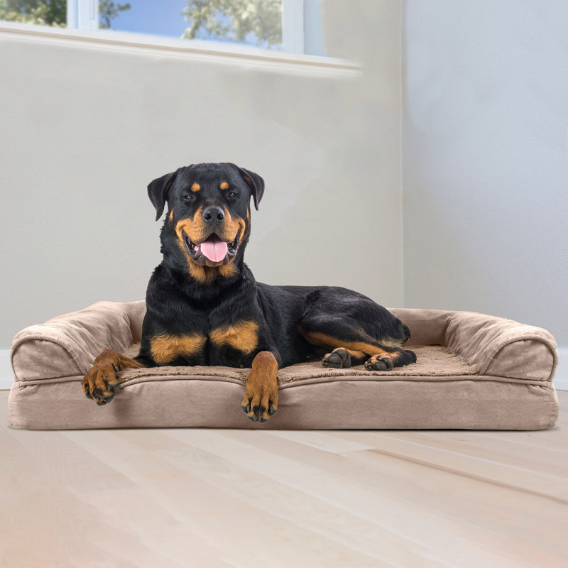  Faux Fleece & Chenille Soft Woven Orthopedic Sofa Pet Bed, Jumbo (40" W x 32" D x 8" H), Espresso