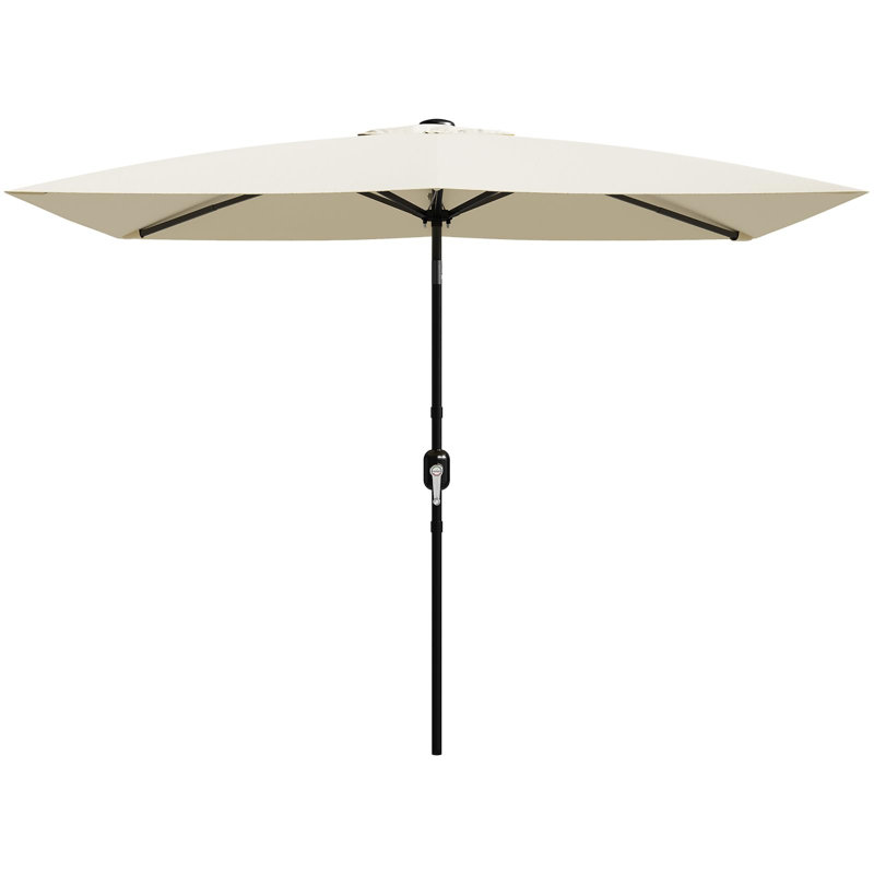 Parasol d'extérieur rectangulaire 10 pi x 6,5 pi avec manivelle et bouton inclinable, Marine