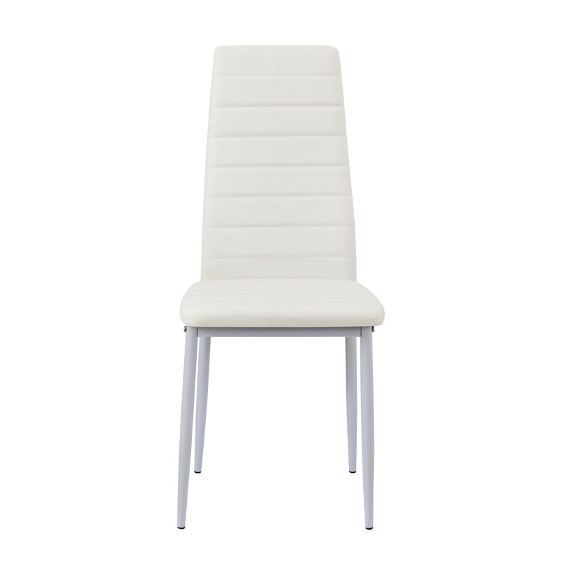 Adonia Upholstered Faux Leather High Back Dining Chairs, White, 2