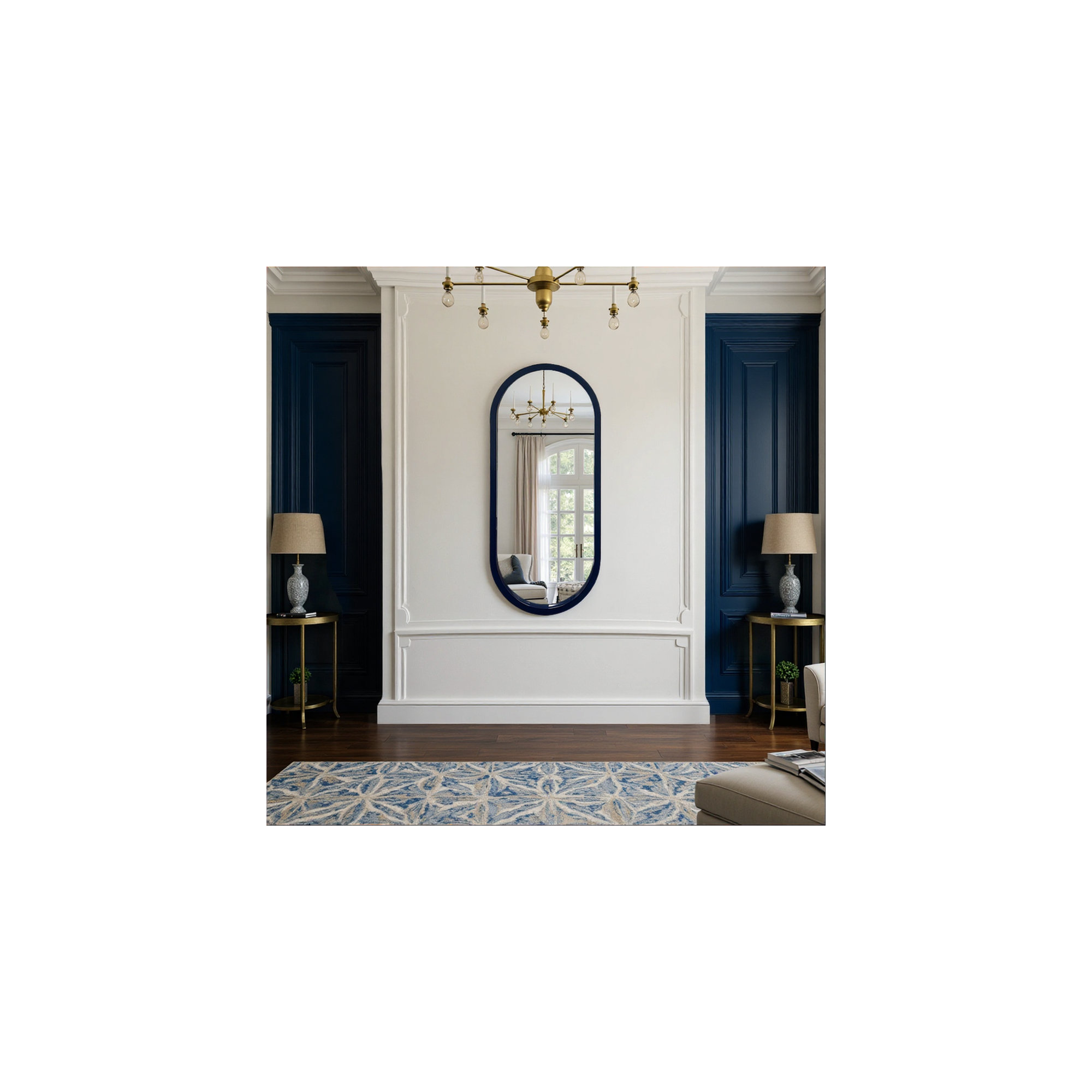 Osman Glossy Intense Rust Wall Mirror, Blue