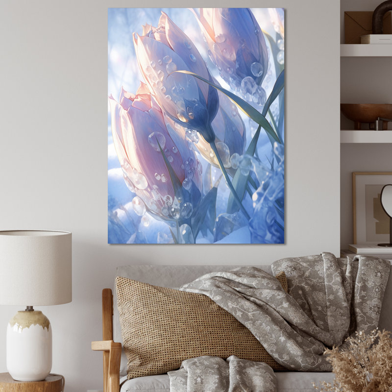 «Blue Tulip Elegance I», reproduction sur toile, H 20 po x l 12 po x P 1 po, Toile tendue