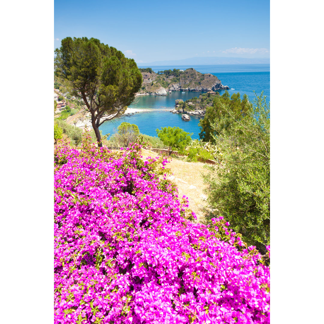 Küstenlinie Taormina In Sizilien von Xenotar - Leinwandbild auf Leinwand