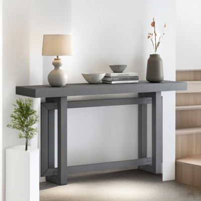 Brazos Modern Console Table Sofa Table with Concrete Top, 59