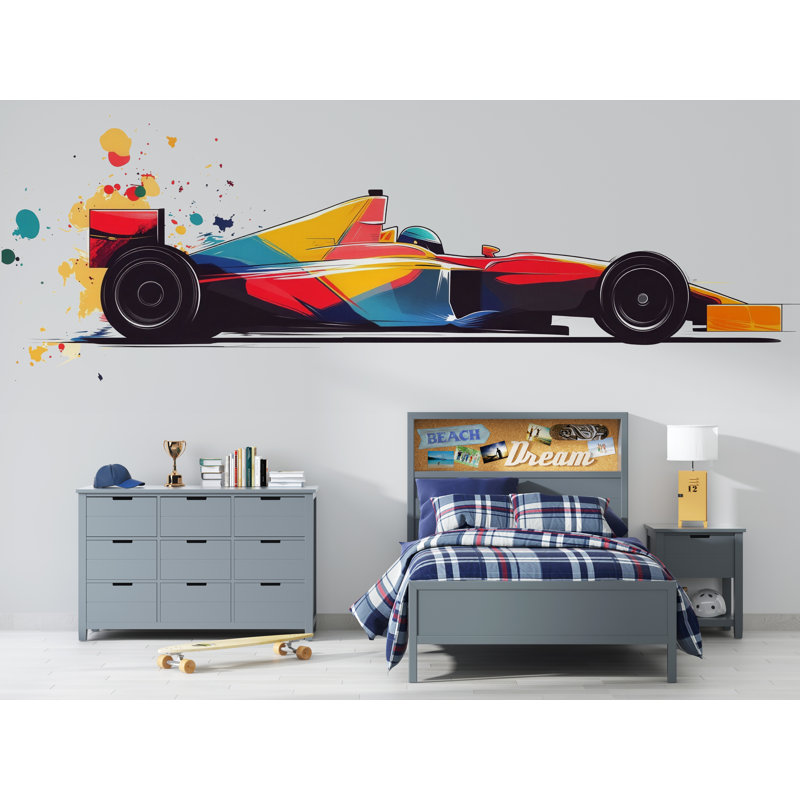Décoration de voiture de course colorée pour chambre d’enfant moderne 269Mv, H 24 po x l 13 po