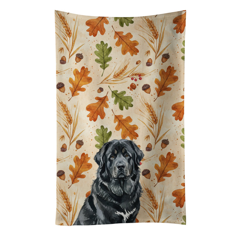 Black Tibetan Mastiff Heirloom Fall Kitchen Towel, Black Tibetan Mastiff
