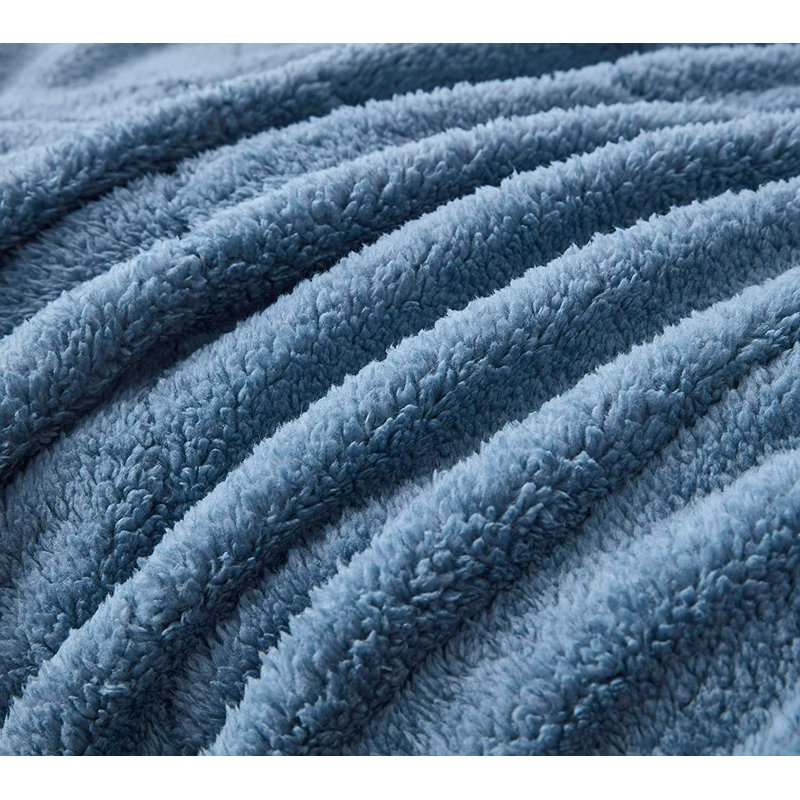 Zane Sherpa Reversible Microfiber Comforter Set, Blue, Full Comforter + 2 Standard Shams