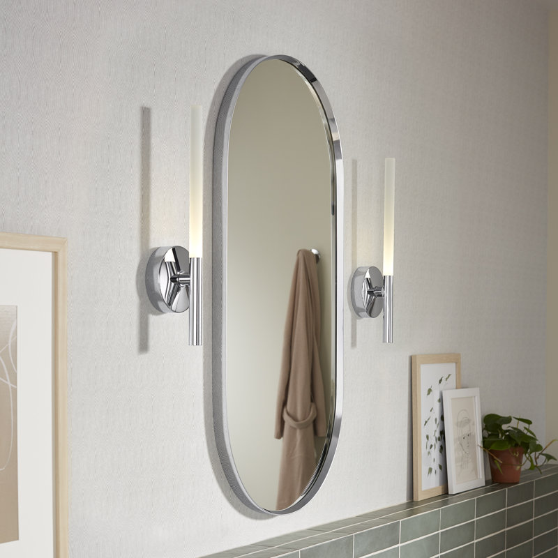 Essential Decorative Bathroom / Vanity Mirror, Polished Chrome, 36" x 18"