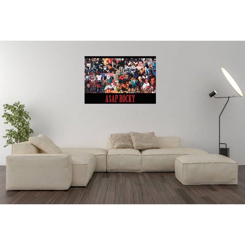 ASAP Mob Rocky Collage Music - impression d'art graphique, Affiche plate, H 24 po x l 36 po x P 0,05 po