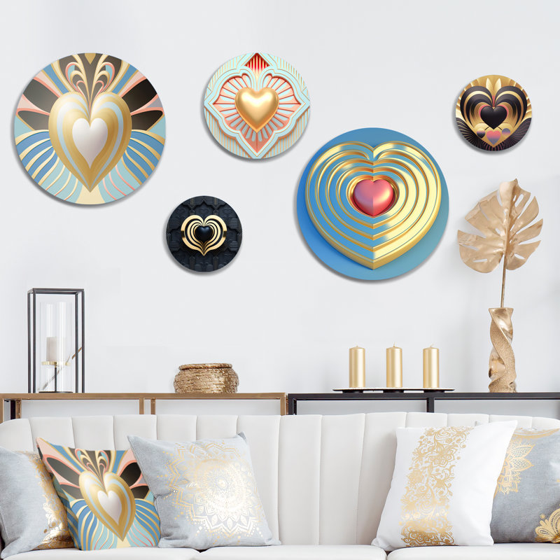 Décoration murale abstraite brillante en forme de cœur blanc contemporain I - romantique