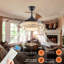 48" Contemporary Crystal LED Retractable Ceiling Fan With Light And Remote Control, 6-Speed Quiet Reversible DC Motor,4 Blades Modern Ceiling Fans For Kitchen Bedroom Dining Room Patio