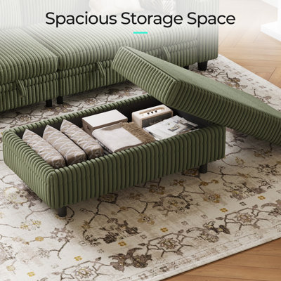 Sherry 81'' Upholstered Modular Sectionals with Pull-out Sofa, Storage Chaise, USB Charging & Cup Holders