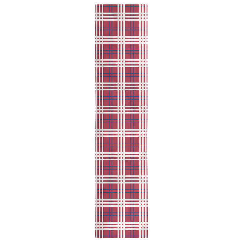 Paid Polyester Table Runner, 90" L x 16" W, Red/Dark Blue/White