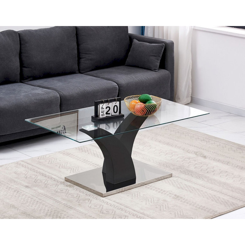 Domonick Glass Top Coffee Table, Black