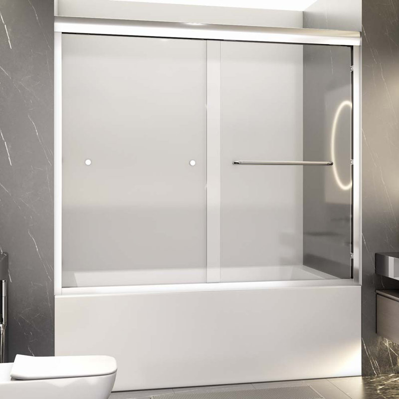 56'' - W x 58'' H Door Semi-Frameless Tub Door with, Chrome