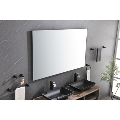Miroir à DEL 60 po x 36 po pour meuble-lavabo, brouillard, soins de la peau ajustables fixés au mur et coiffeuse à raser avec dossier