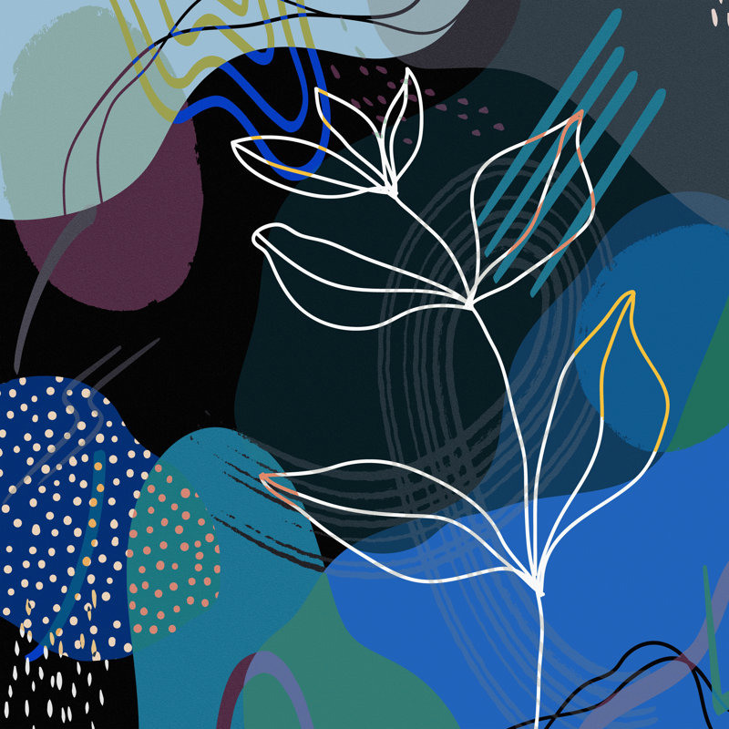 " Boho Leaves III ", 24" H x 24" W x 1.5" D