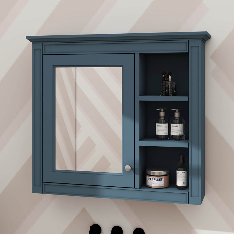 Armoire de rangement murale pour salle de bain, armoire à pharmacie 30 po x 28 po avec porte miroir et tablette interne réglable