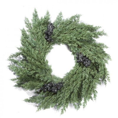 Real Touch Juniper Wreath With Berries Wreath