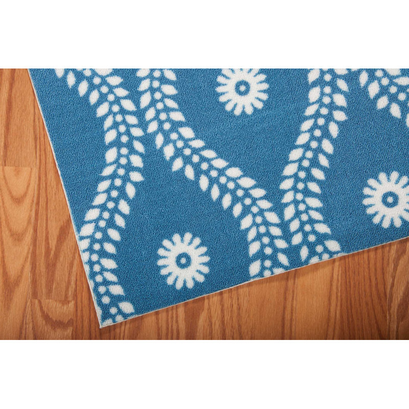 Tapis intérieur / extérieur bleu marine Bertran, Rectangle 10 pi x 13 pi