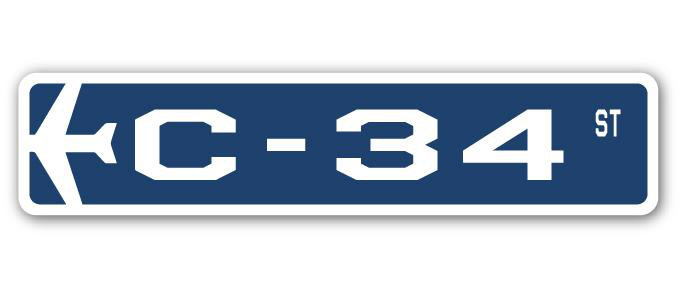 Plaque de rue militaire en aluminium Bickerstaff C-34 Air Force, H 8 po x l 36 po x P 1 po