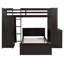Ensemble de lit mezzanine simple en bois 2 pièces brun / espresso avec bureau, avec rangement et garde-robe-1278534265