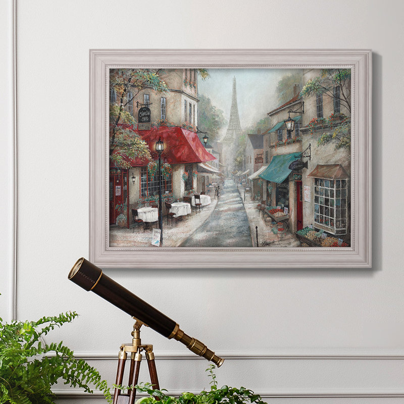 " Eiffel View From Charlie's Café ", 21" H x 25" W x 2.5" D