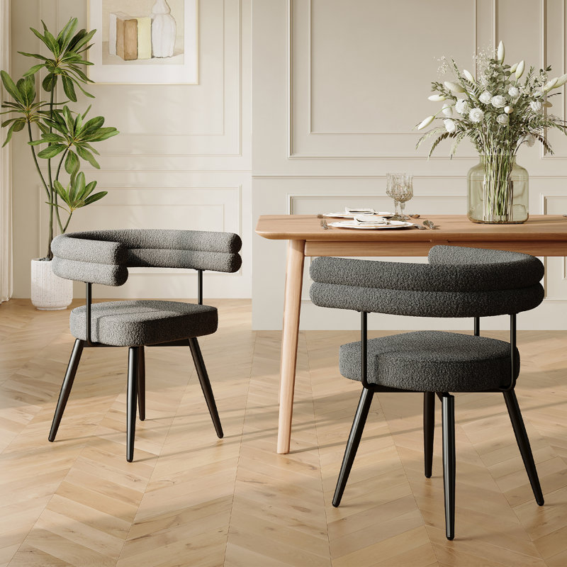 Chaise de salle à manger rembourrée Boucle avec siège pivotant (ensemble de 2), Noir