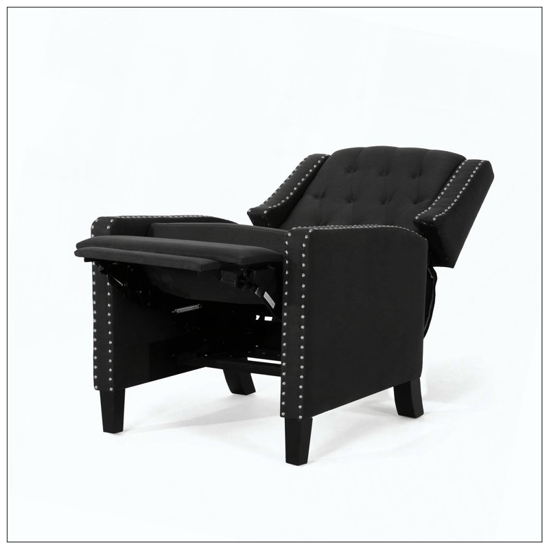 Classic Fabric Push Back Chair For Living Room Bedroom Seating, Dark Gray, No Motion